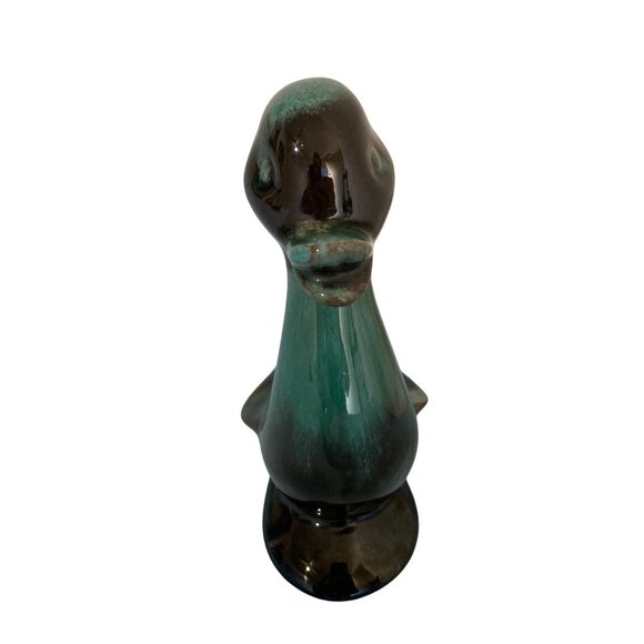 Vintage Blue Mountain Pottery Duck Figurine Green Black Drip Glaze Canada - Picture 3 of 6